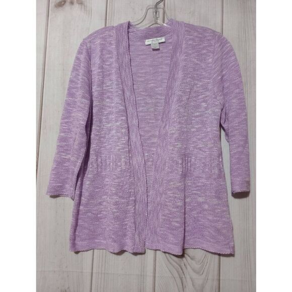 Christopher and Banks Sweater Ladies Small‎ Petite Purple Cardigan 3/4 Sleeve - Picture 1 of 6